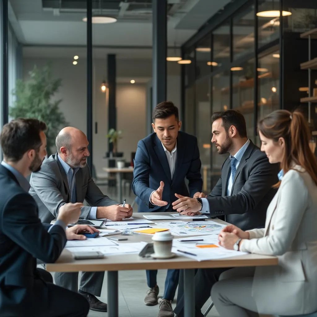 Consultoría empresarial en oficina moderna